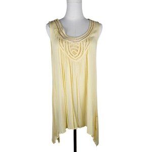 Spense Sleeveless Butter Yellow Tunic Top Medium High Low Hem Boho